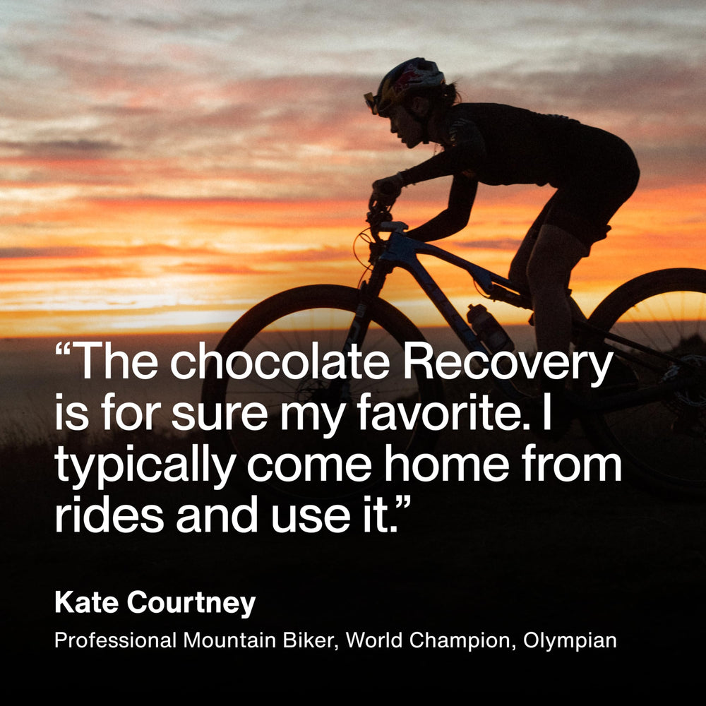 Momentous Recovery vanilla powder with glass and straw suggests convenient daily use.