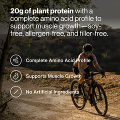 Momentous Vegan Protein Powder Chocolate scoop illustrating easy serving.