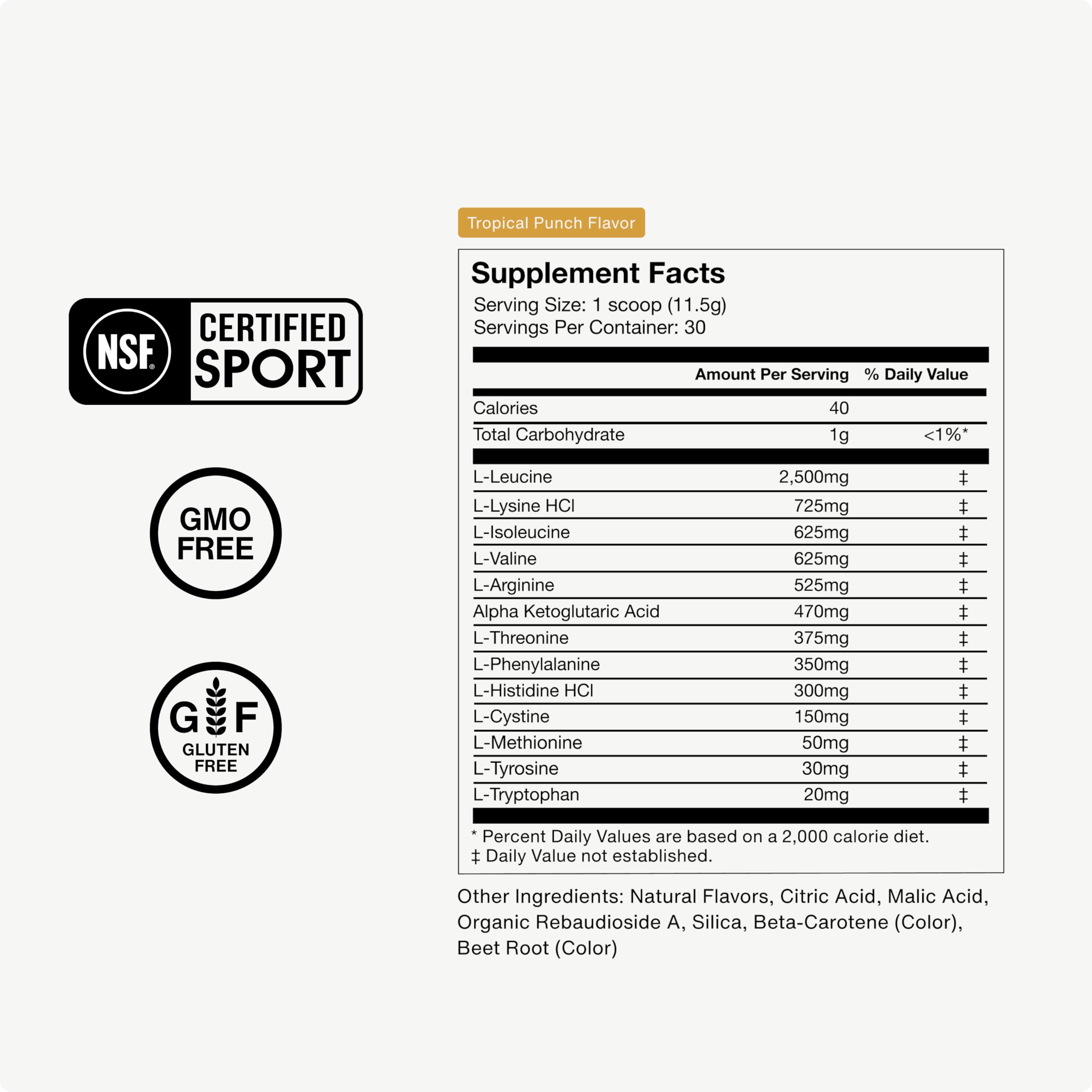 NSF Certified for Sport badge beside Momentous Vital Aminos bottle