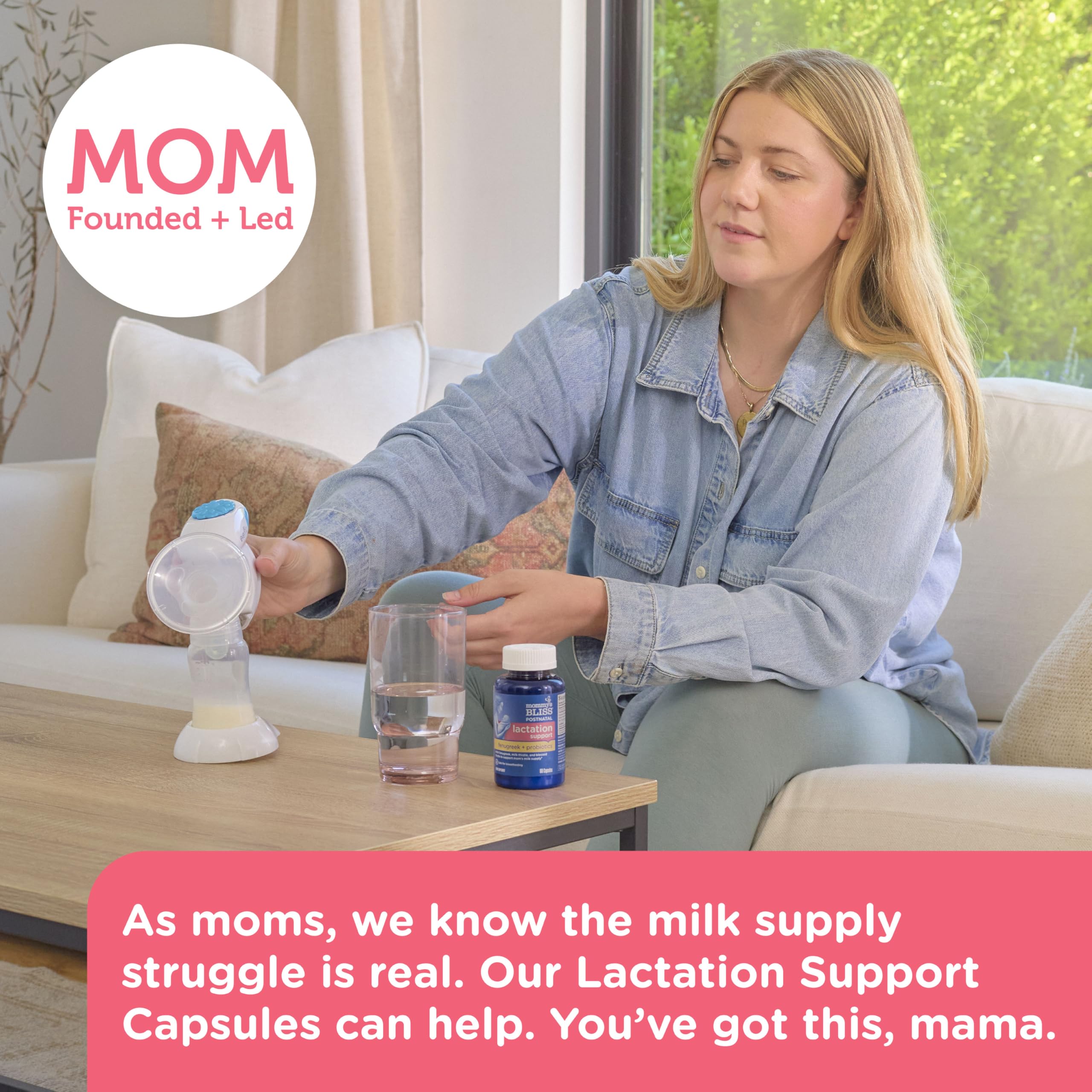 Mommy's Bliss LactoSpore probiotics bottle: supports digestion and immunity during nursing.
