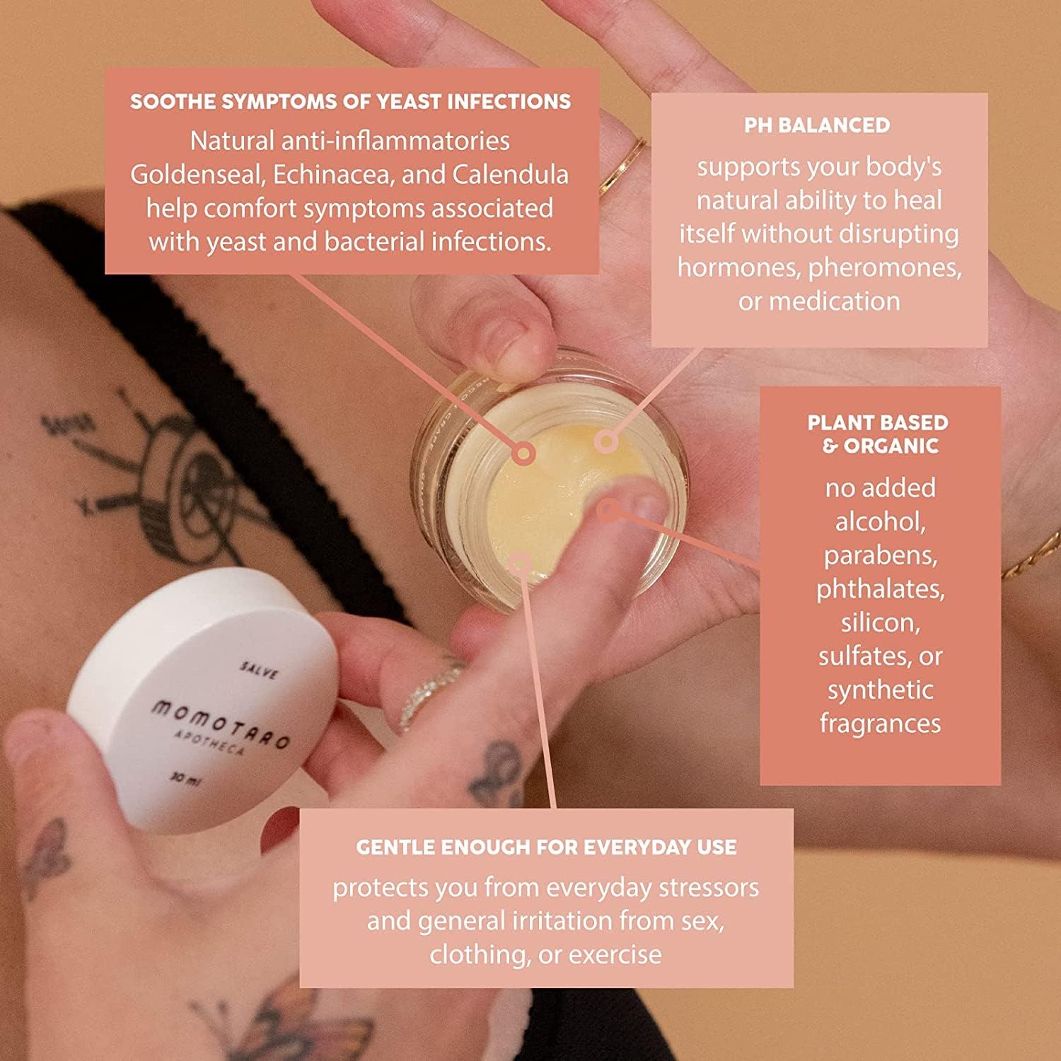 MOMOTARO APOTHECA hormone-free formula packaging overview.