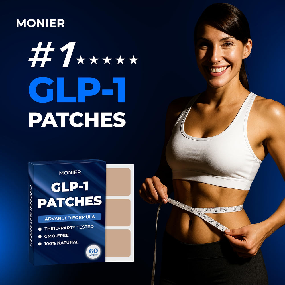 MONIER GLP-1 Patch application step showing simple peel-and-apply process.