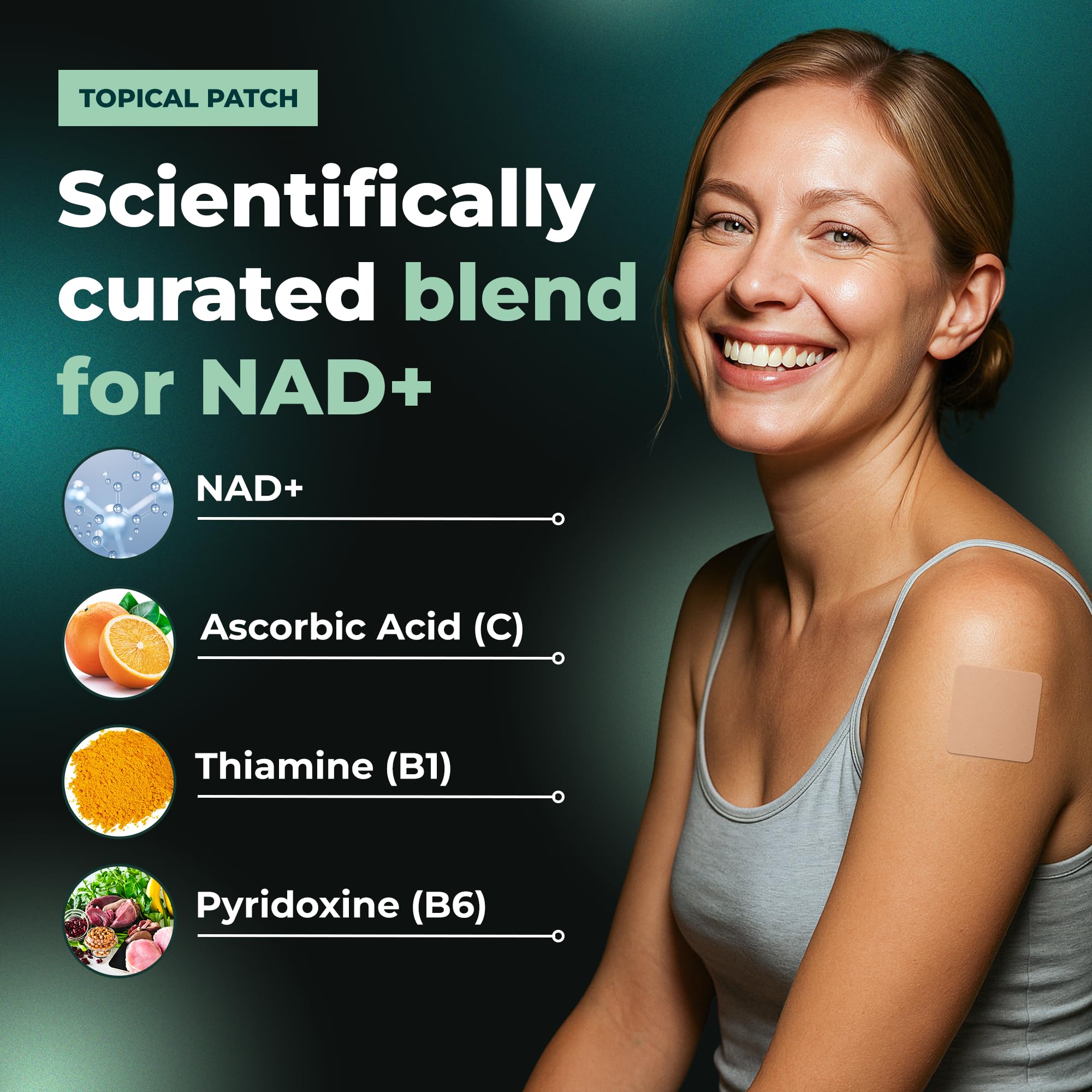 MONIER NAD+ patch latex-free adhesive for comfortable wear