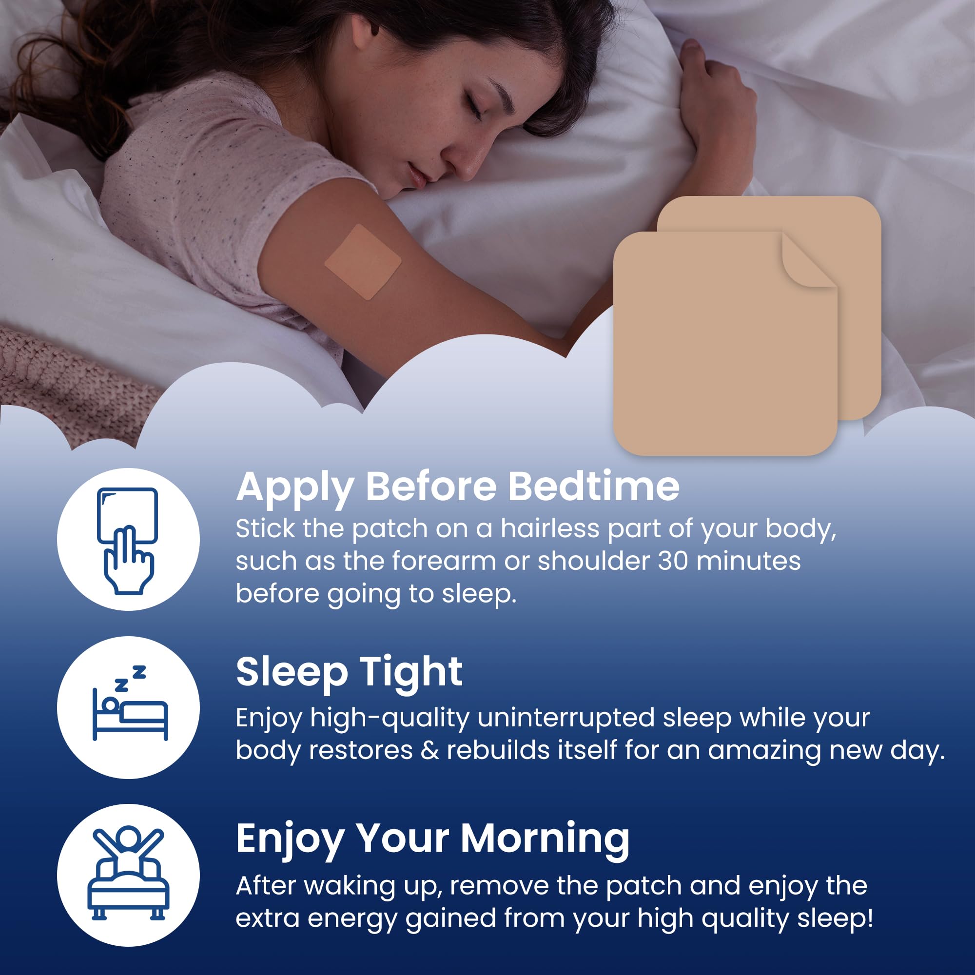 MONIER Sleep Patches ingredients label highlights natural night-time support