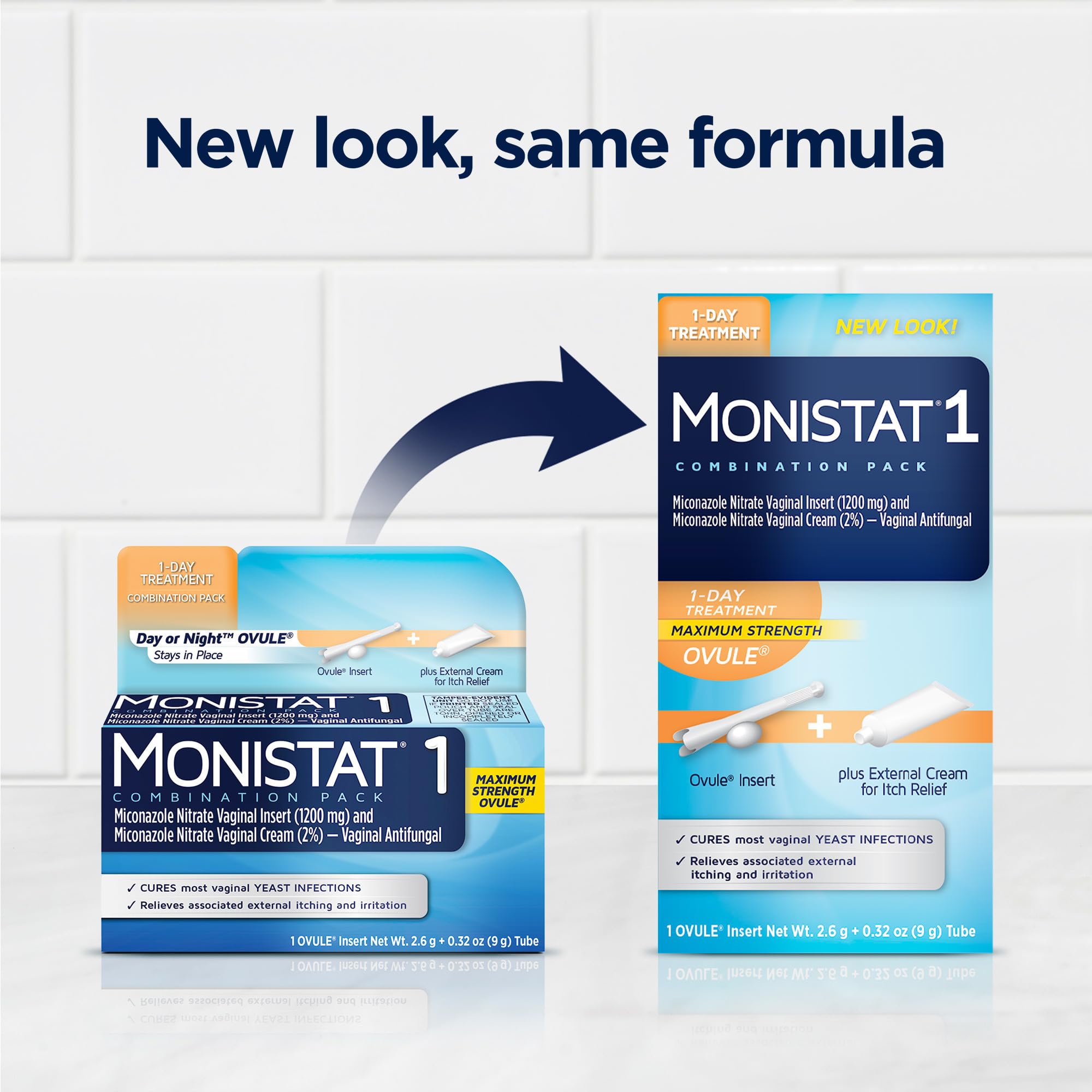 Close-up of Monistat 1-Day Treatment ovule insert for easy vaginal delivery.