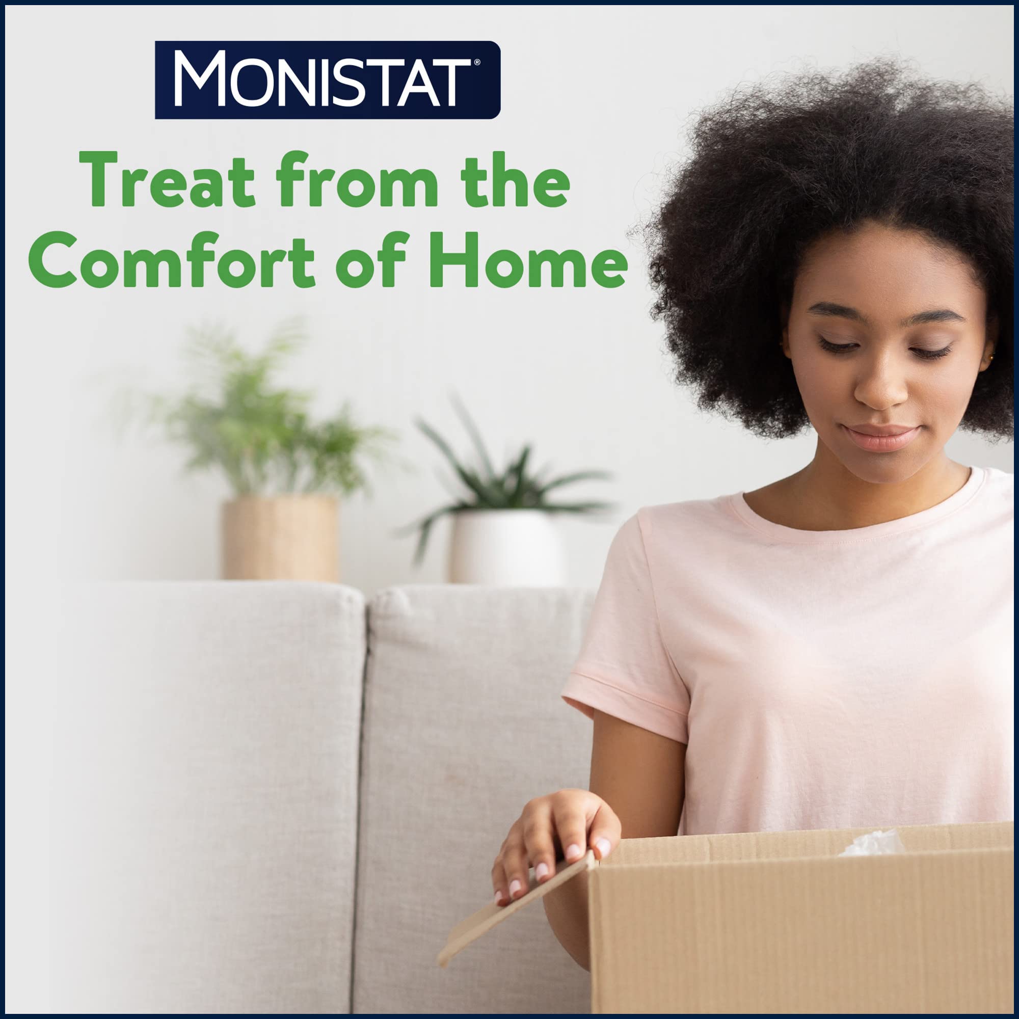 Woman using Monistat at home after a workout or errands.