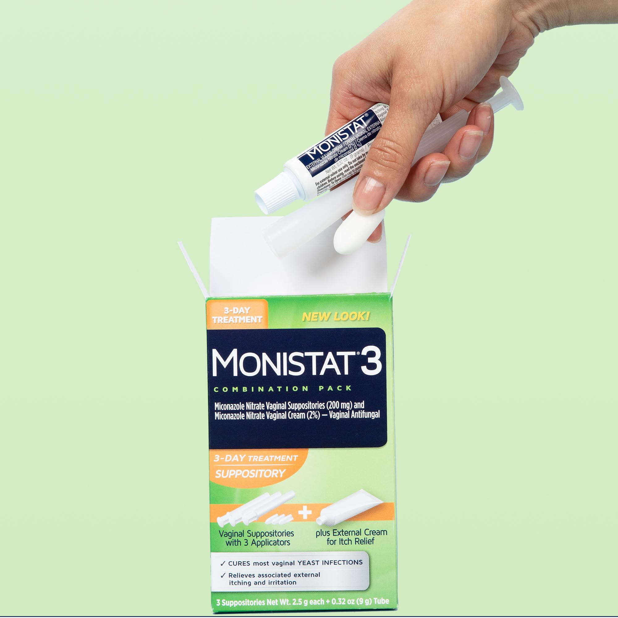 Monistat 3-Day packaging with simple use instructions