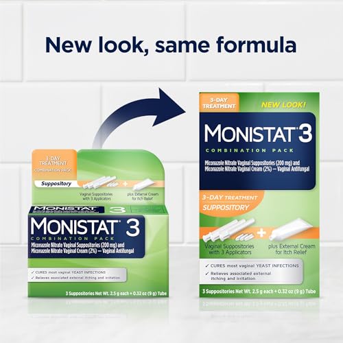 Monistat 3-Day suppositories pack for fast nighttime relief