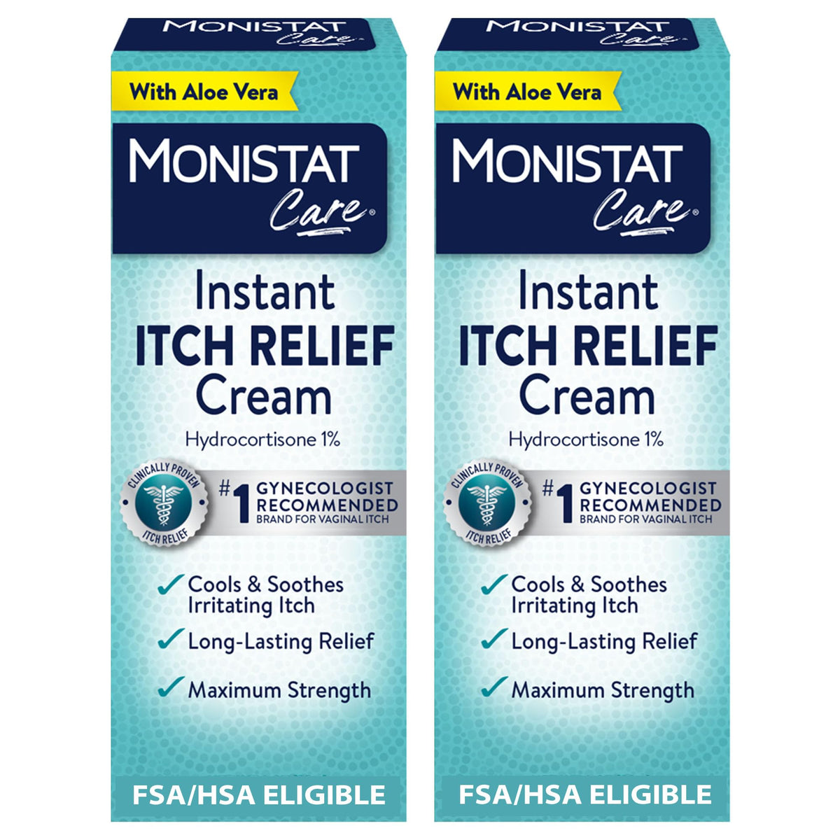 Monistat Instant Itch Relief Cream 2-pack box for quick itch relief