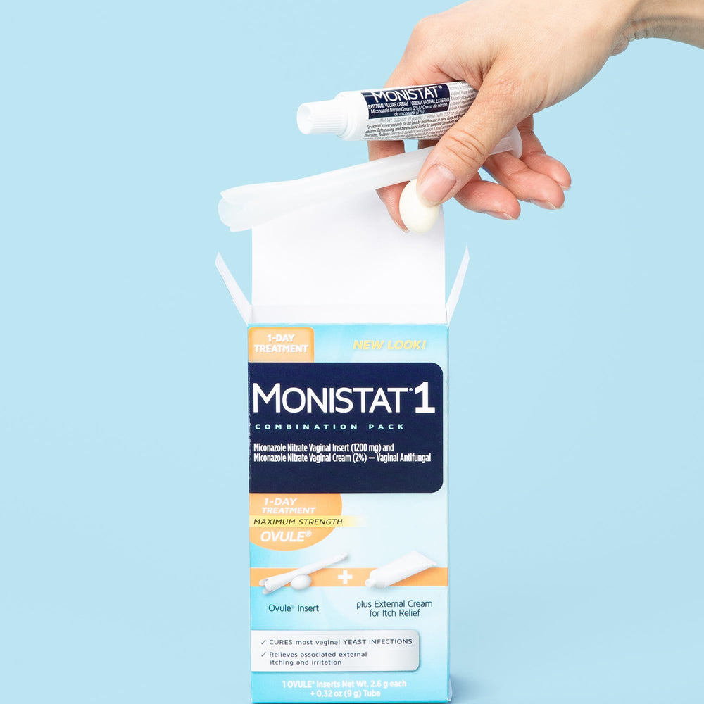 Monistat itch cream applied to skin for external comfort relief.