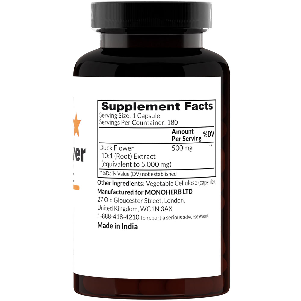 MONOHERB Duck Flower Extract capsules arranged for easy daily use