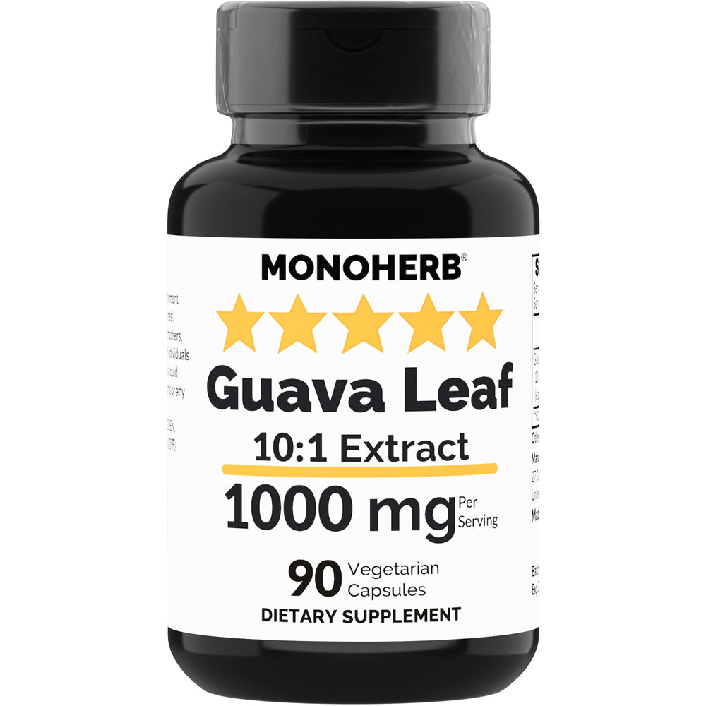 MONOHERB Guava Leaf Extract bottle displays a high-strength formula for daily use.