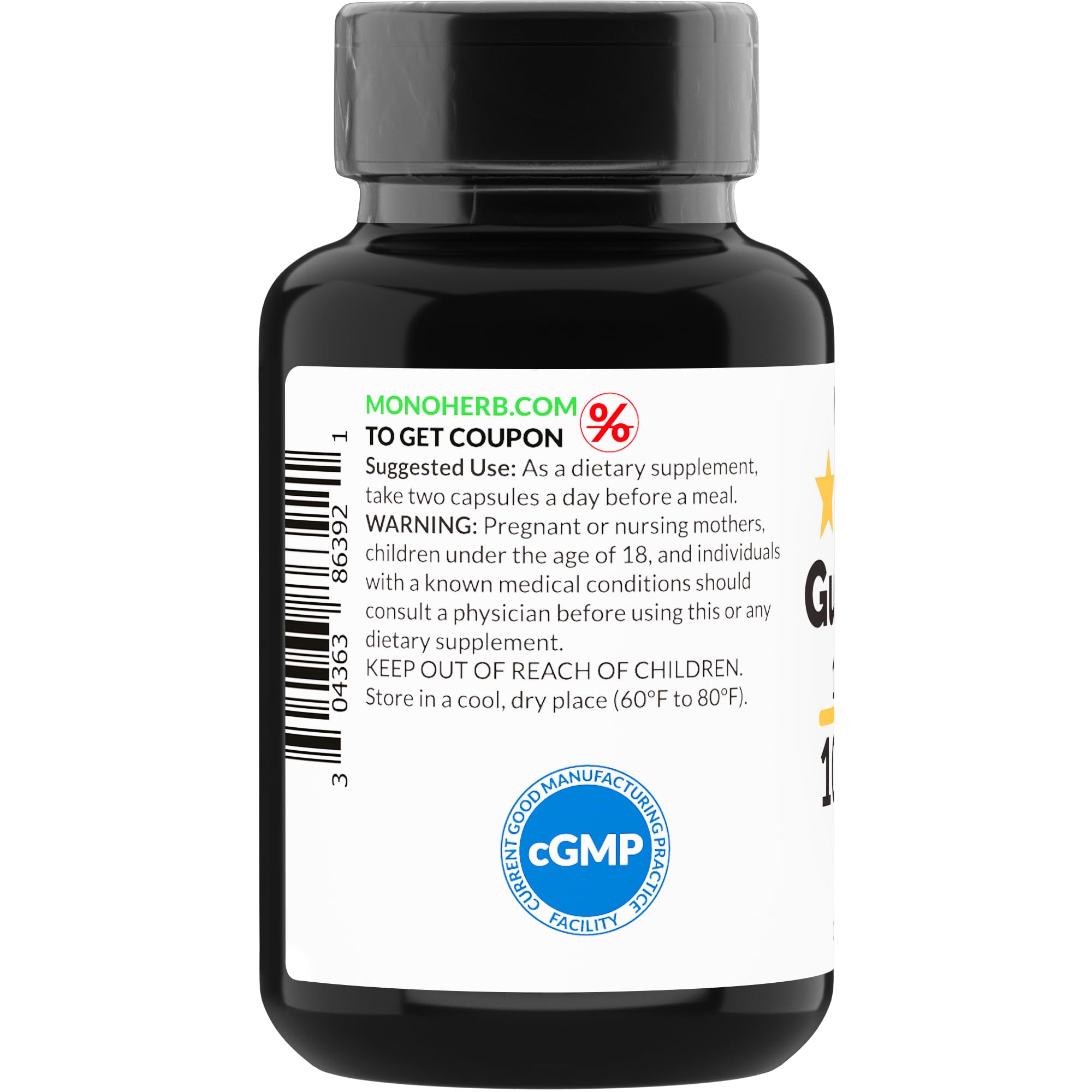 MONOHERB Guava Leaf Extract capsules in bottle for convenient daily routine.