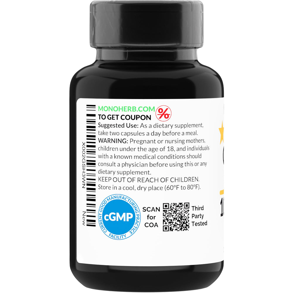 MONOHERB Guggul Extract label detail emphasizes clean formulation and allergen-free options.