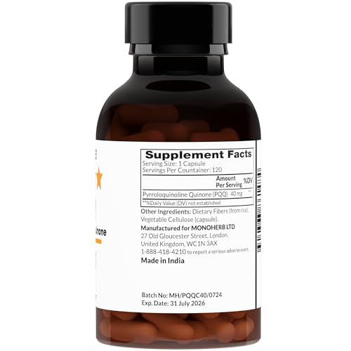 MONOHERB PQQ 40 mg capsules close-up for daily antioxidant support