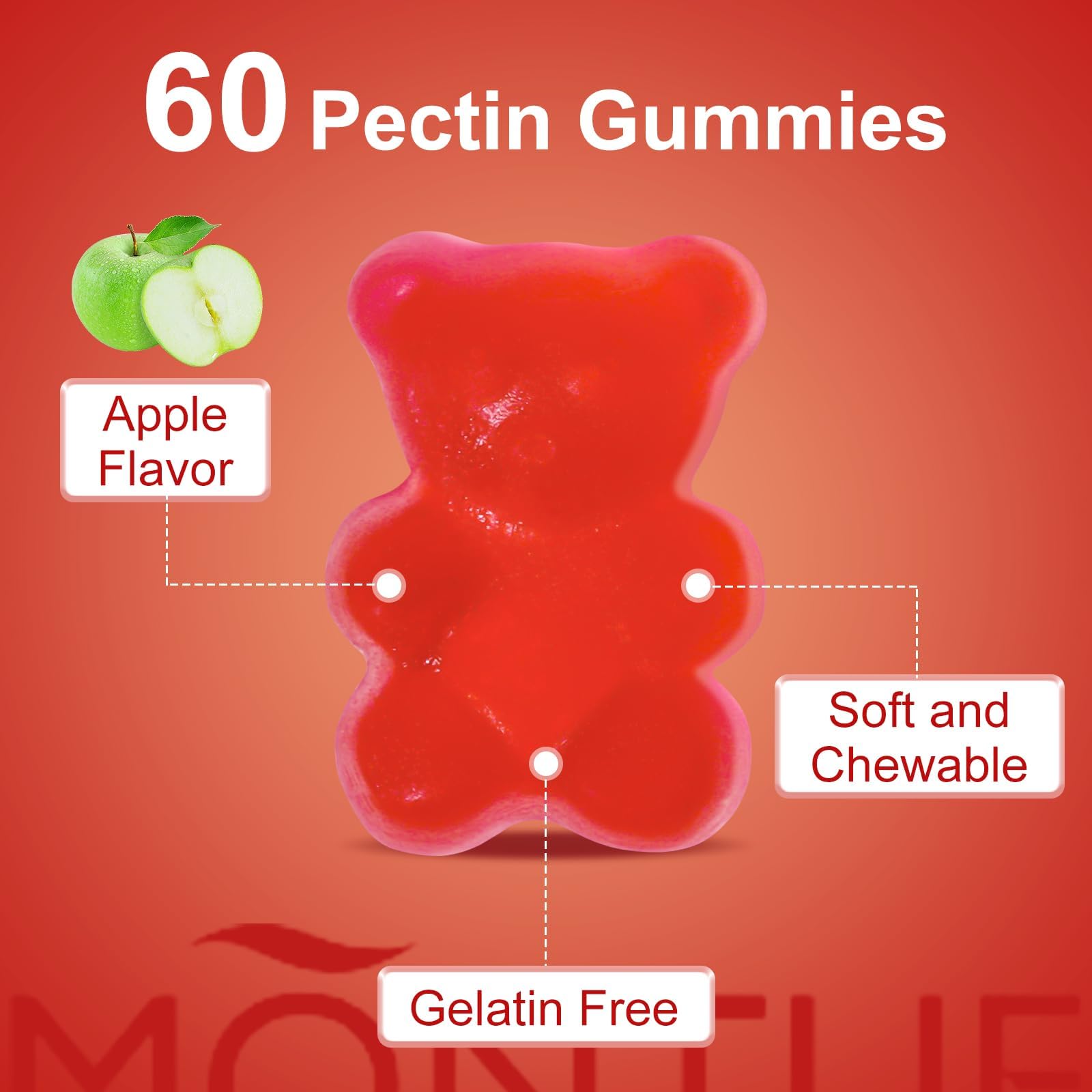 Montue vegan gummies in recyclable packaging supporting vegetarian and gluten-free lifestyles.