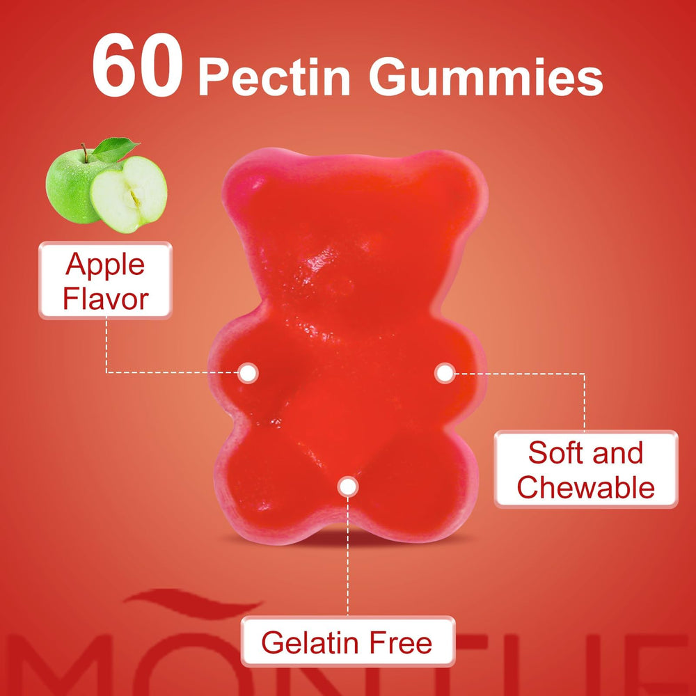 Montue vegan gummies in recyclable packaging supporting vegetarian and gluten-free lifestyles.