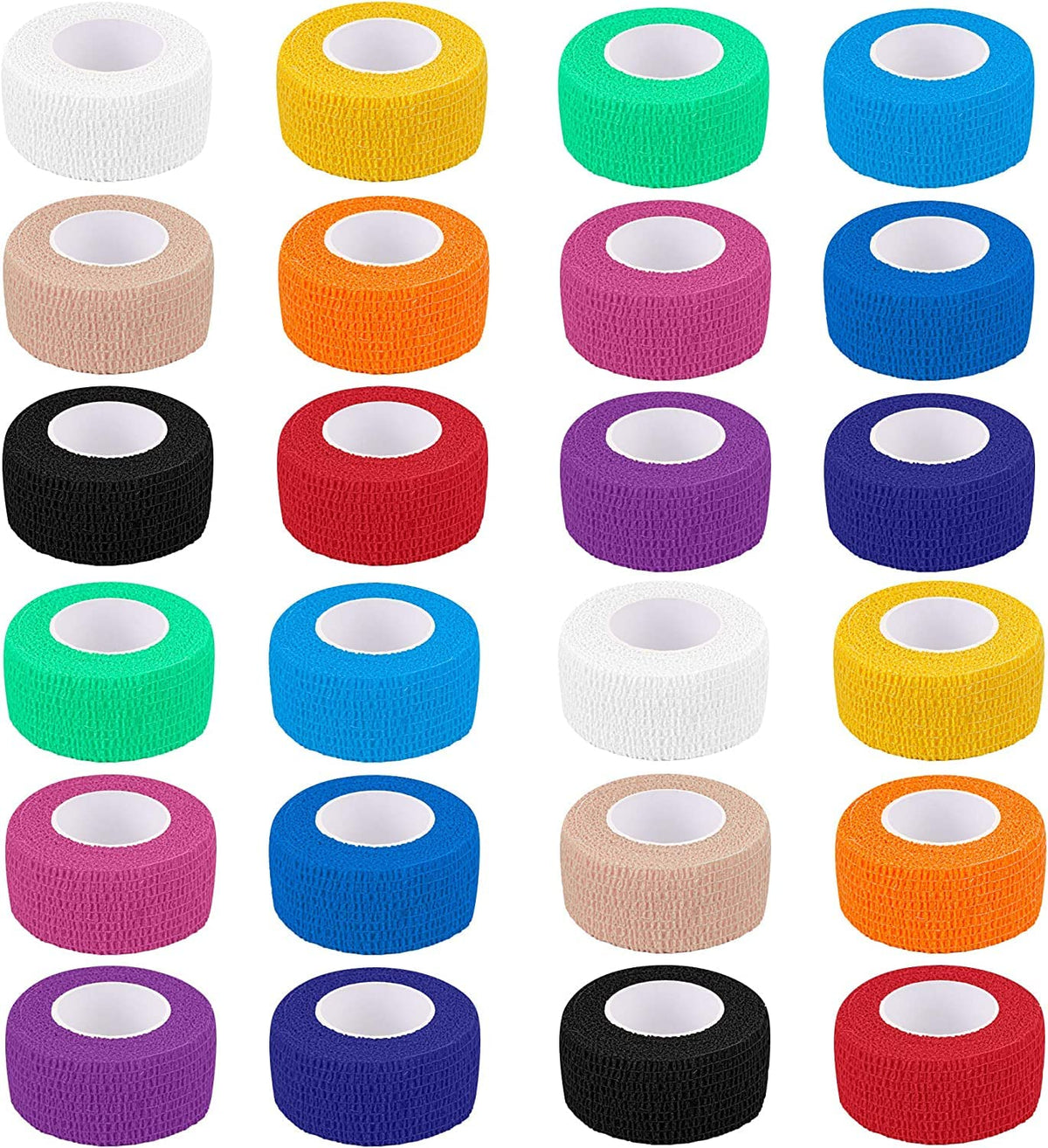Mooerca bandages wrap 24-rolls colorful pack for quick, color-coded first aid