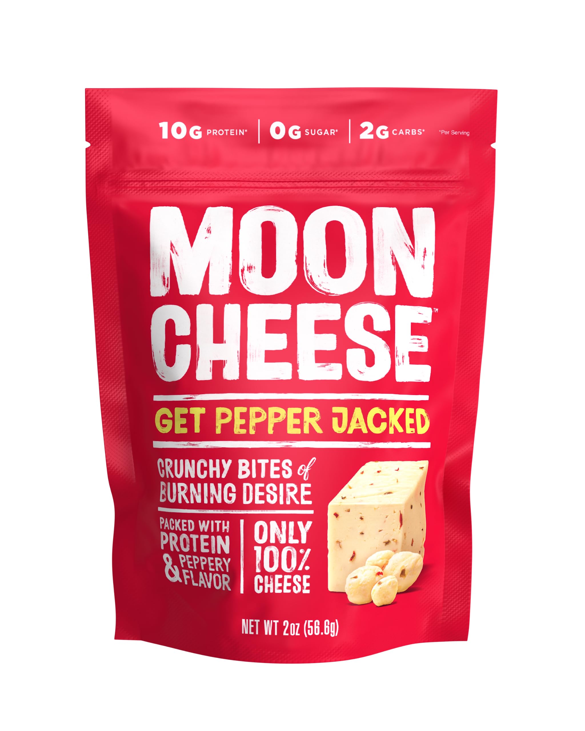 Moon Cheese Bites 2oz Bags front-view packaging showcases convenient, portable snack