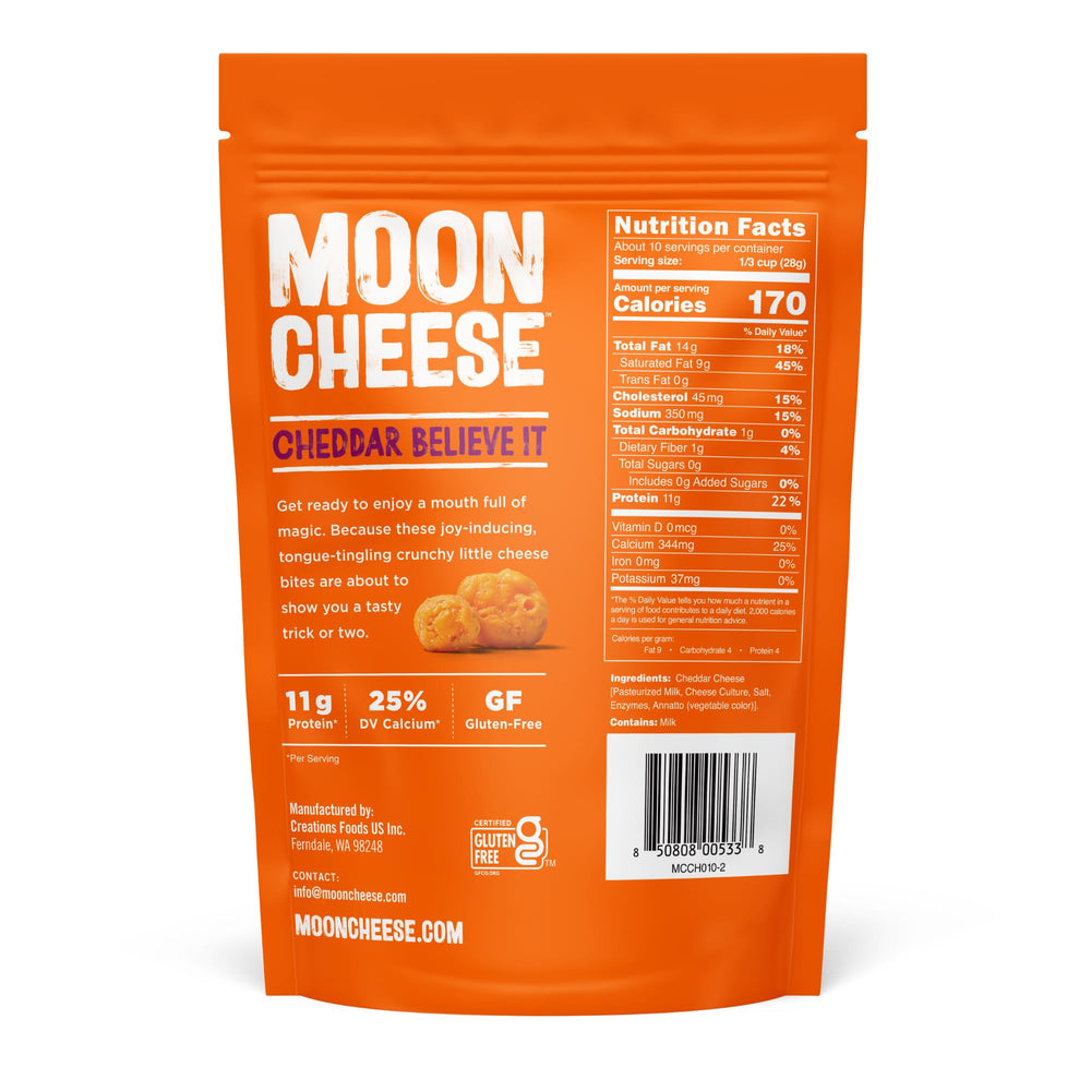 Moon Cheese Cheddar Believe It 2-pack box ideal for on-the-go snacking