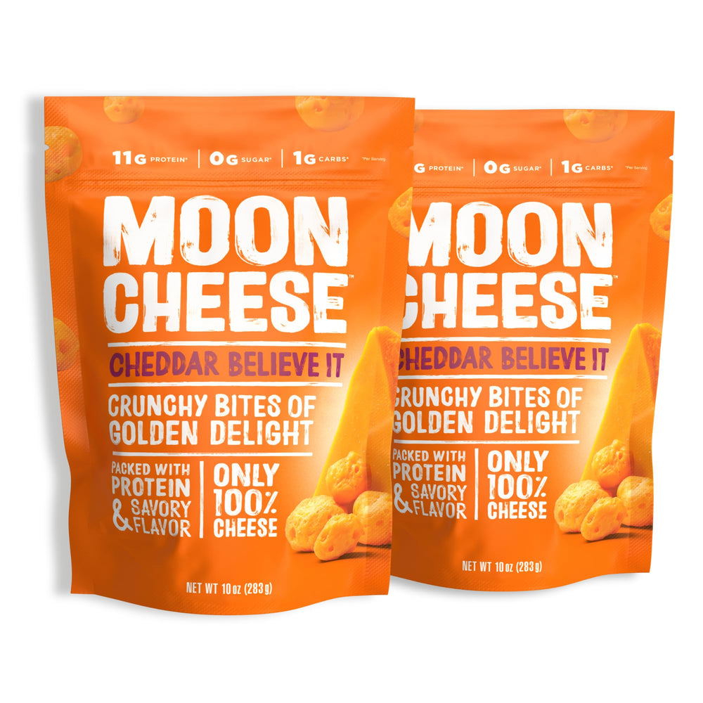 Moon Cheese Cheddar Believe It crunch bites deliver a protein-packed, savory snack for busy days