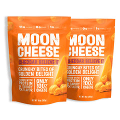 Moon Cheese Cheddar Believe It crunch bites deliver a protein-packed, savory snack for busy days