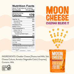 Moon Cheese Cheddar Believe It provides 11g protein per serving for sustained energy
