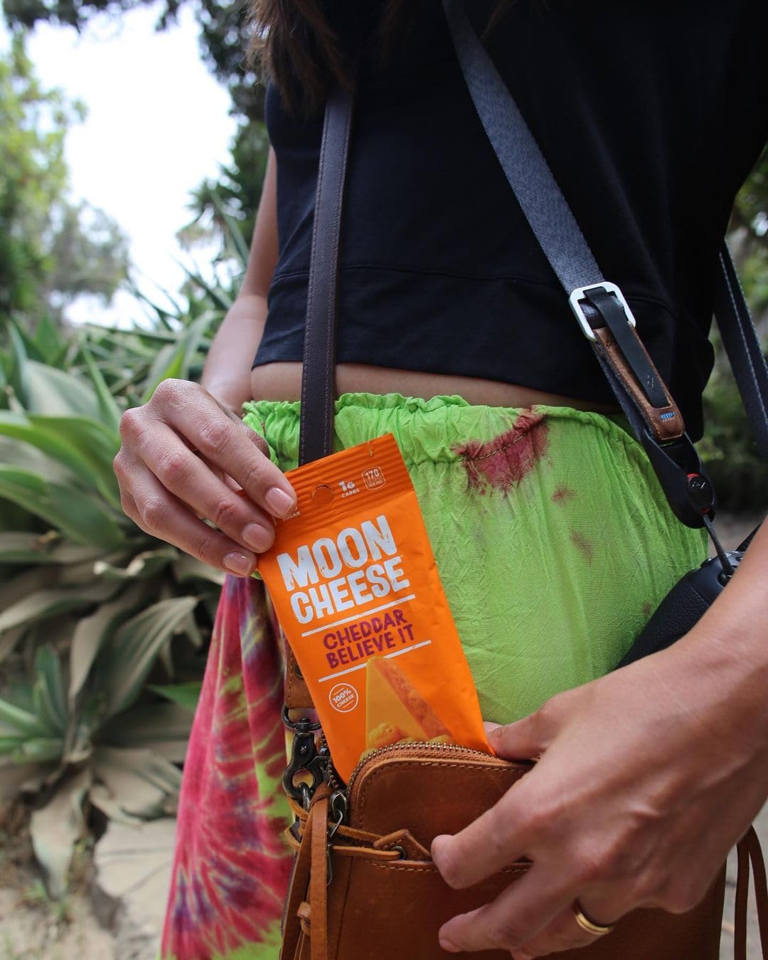 Moon Cheese Cheddar Believe It 100% real cheese snack
