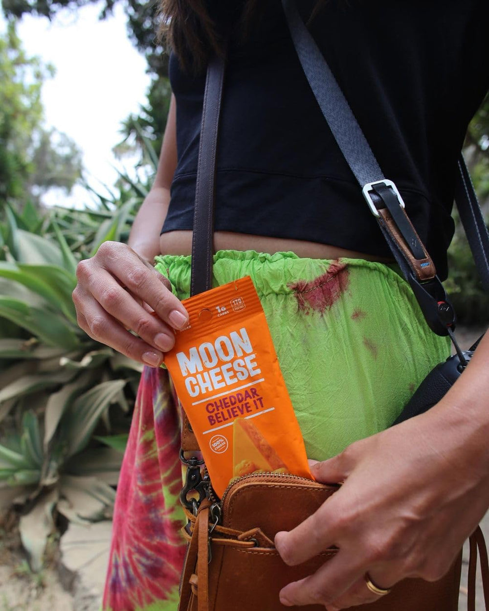 Moon Cheese Cheddar Believe It 100% real cheese snack