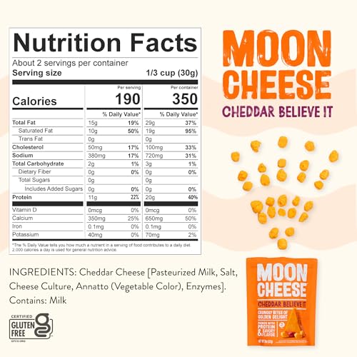 Moon Cheese crunchy cheese bites texture close-up showing crisp, savory bite