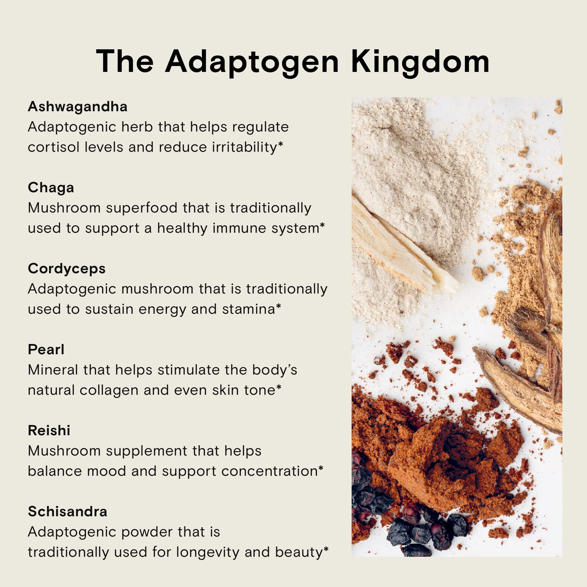 Moon Juice Ashwagandha paired with chocolate and coffee for a flavor-friendly adaptogen addition.