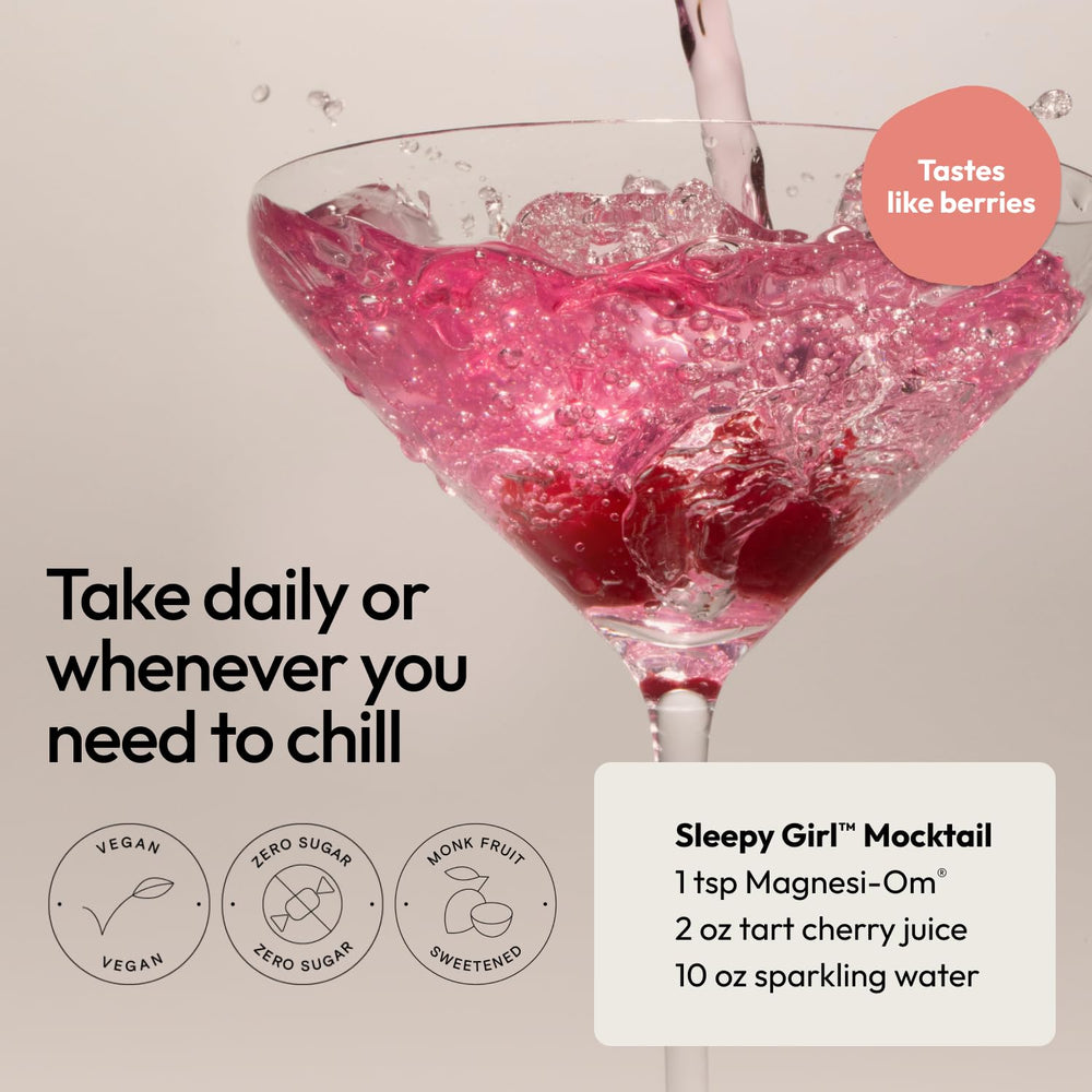 Moon Juice Magnesi-Om Berry Jar being poured into glass for daily use.