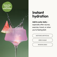 Moon Juice Mini Dew glass with water showing refreshing watermelon flavor.