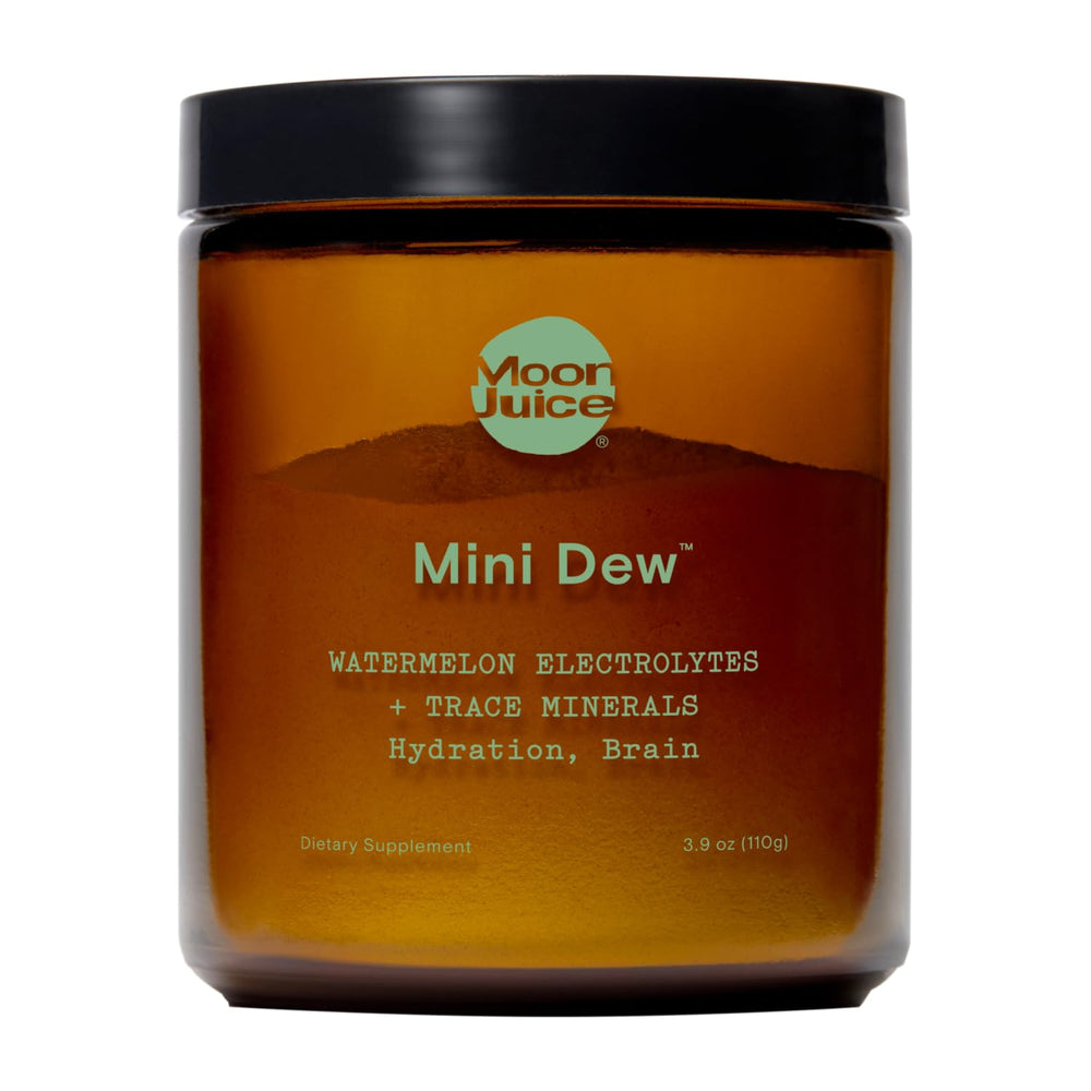 Moon Juice Mini Dew tub front, sugar-free hydration for daily use.