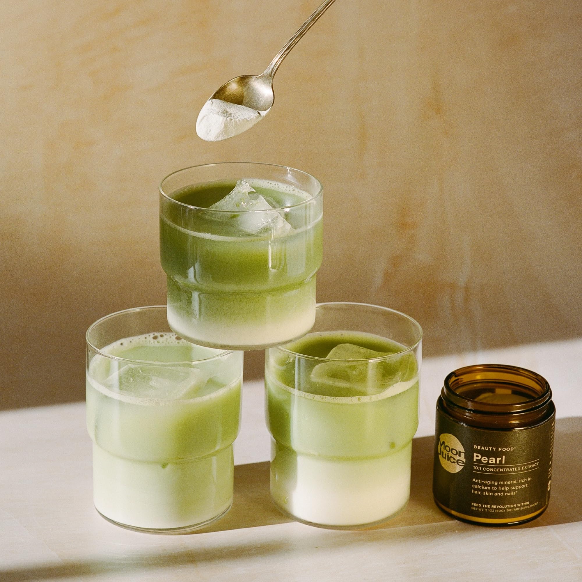 Moon Juice Pearl packaging box showcases sustainable sourcing and credibility.
