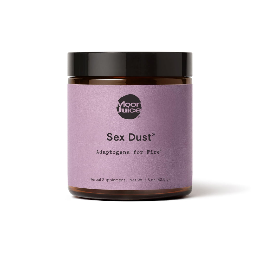 Moon Juice Sex Dust bottle close-up for hormonal balance support