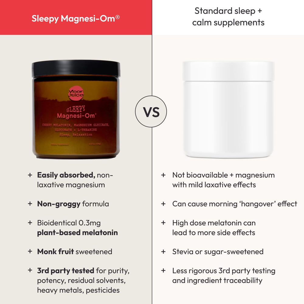 Moon Juice Sleepy Magnesi-Om nighttime routine setup for relaxing evenings.