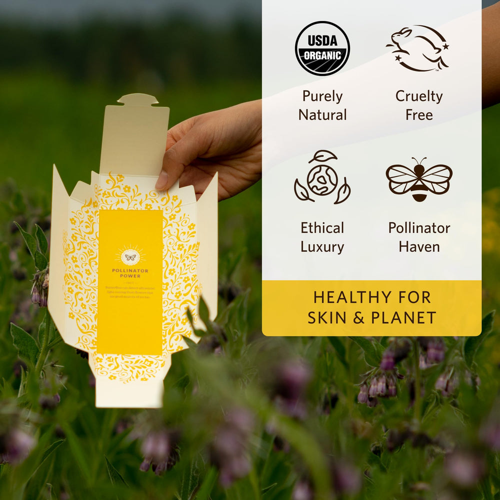 Moon Valley Organics propolis detail with bees, suggesting natural sealing and protection.