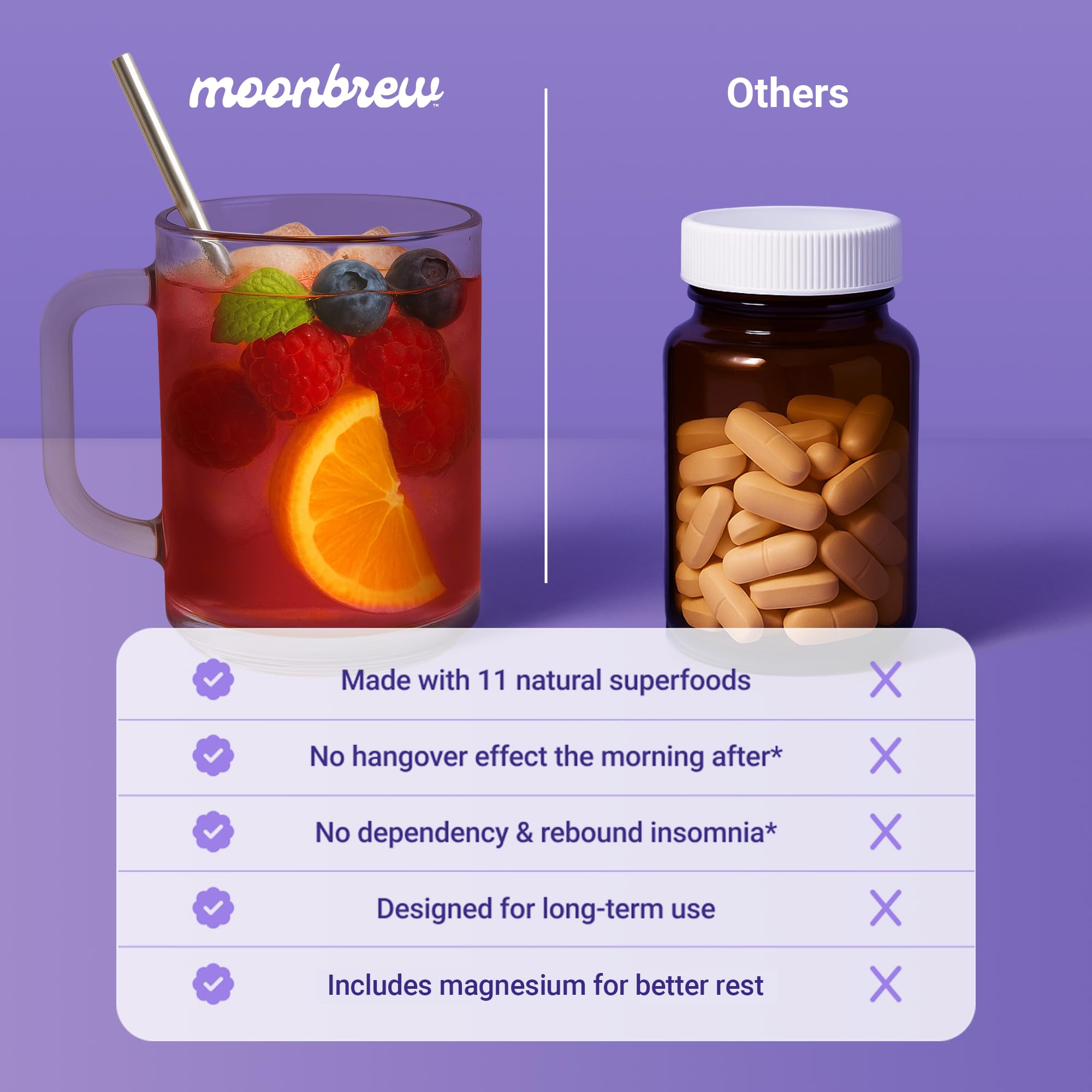 MoonBrew clean ingredients badge on packaging signals safety.