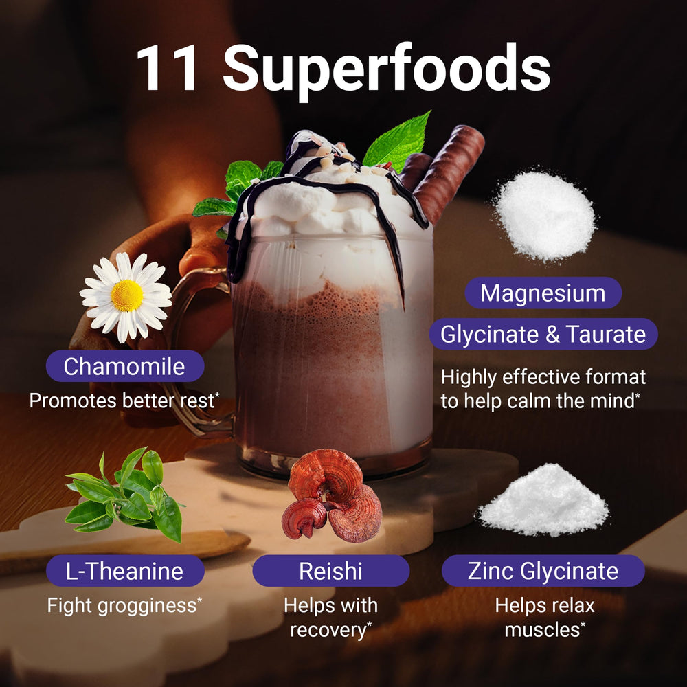 MoonBrew ingredient list highlighting magnesium glycinate, L-theanine, chamomile