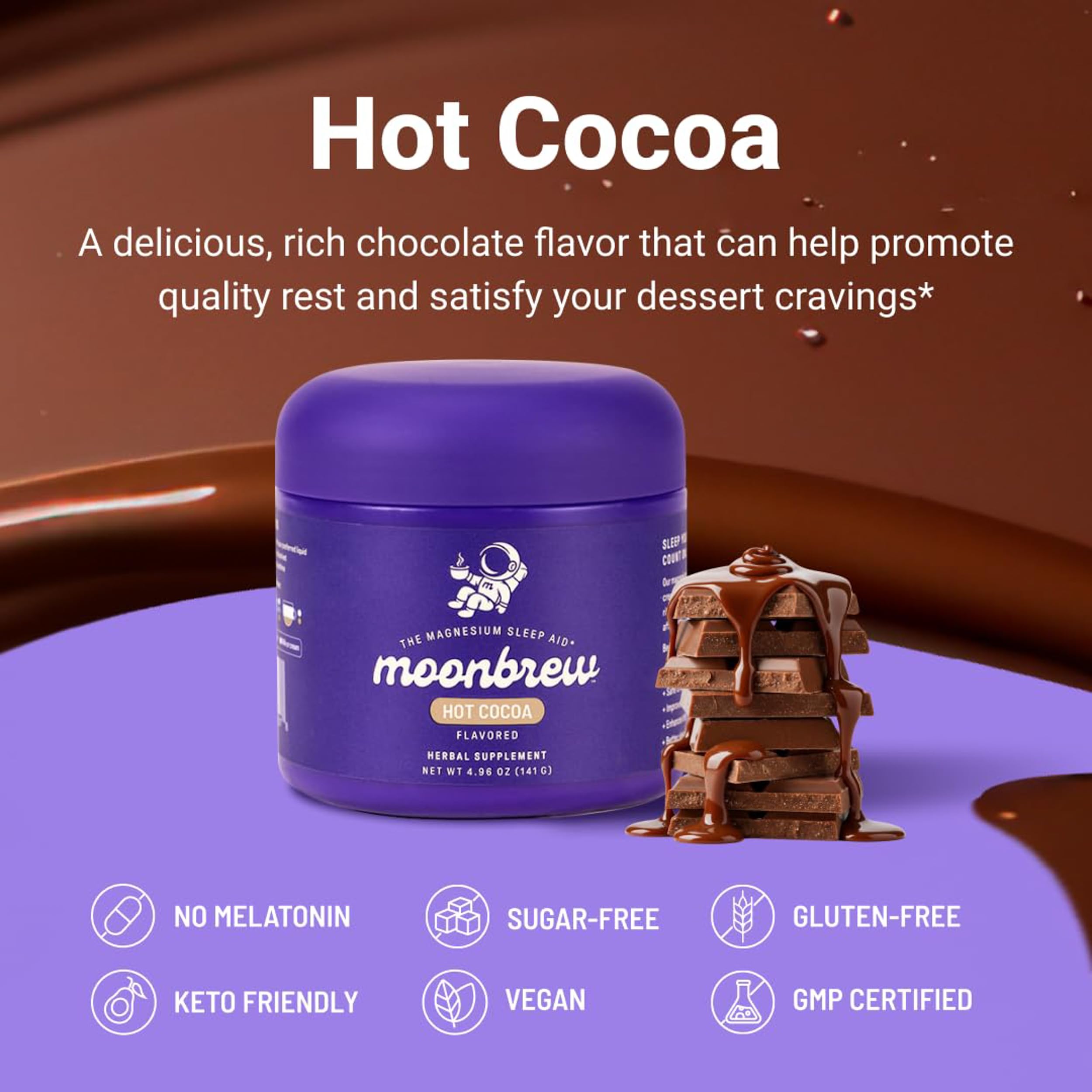 MoonBrew ingredients scatter highlighting the 11-superfood blend for relaxation support