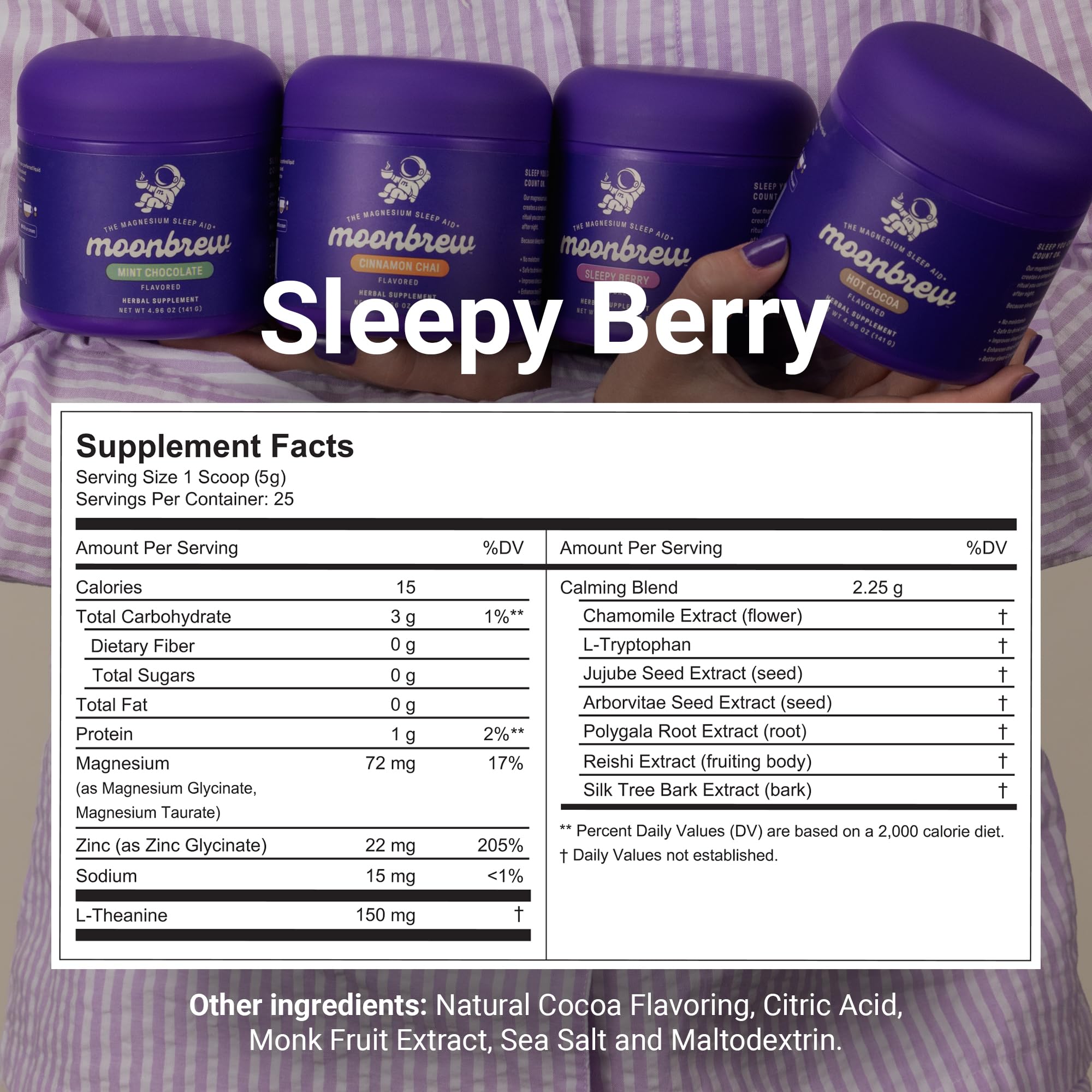 MoonBrew nighttime berry drink served in a glass to unwind after dinner.