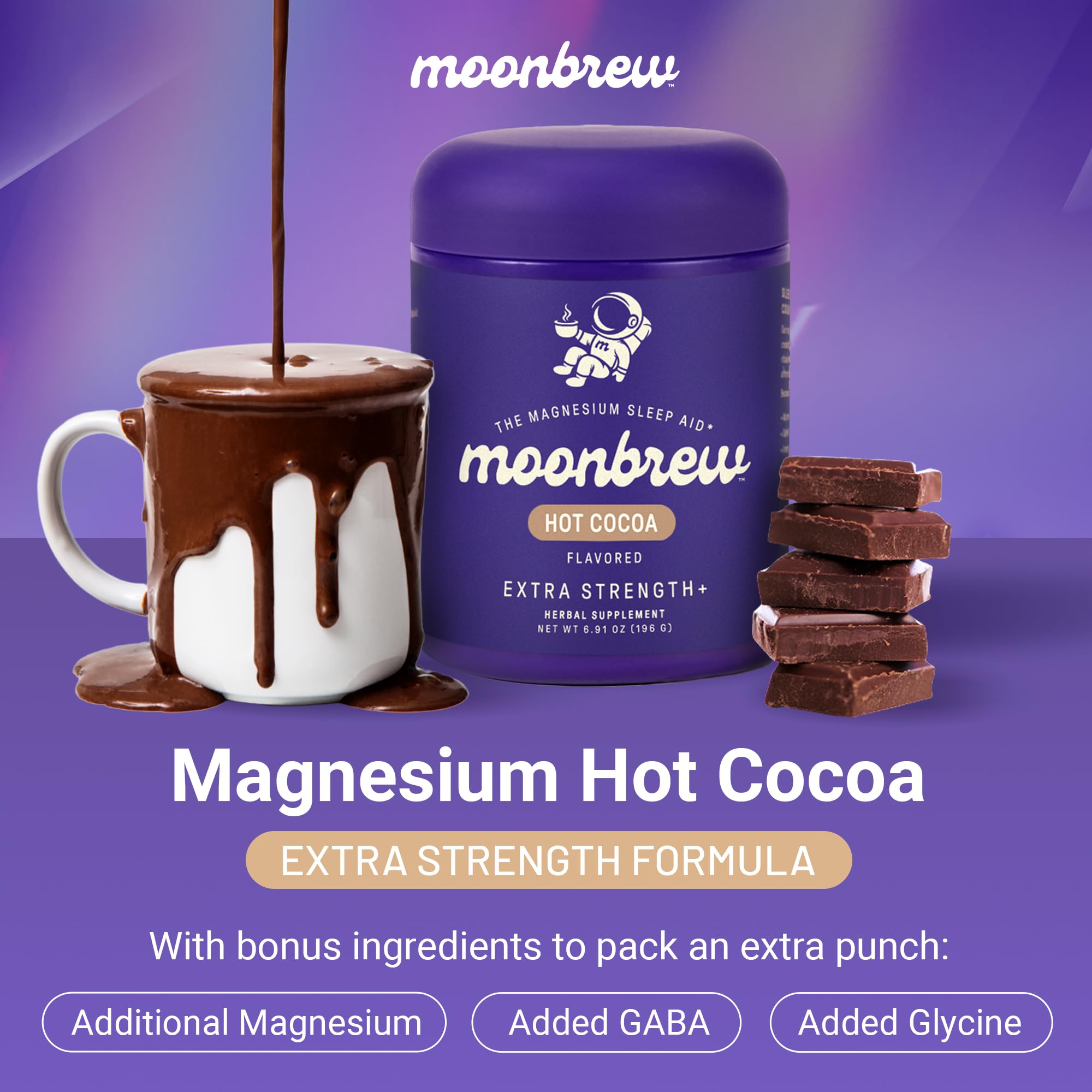 MoonBrew scoop dispensing powder into cup for easy nightly prep.