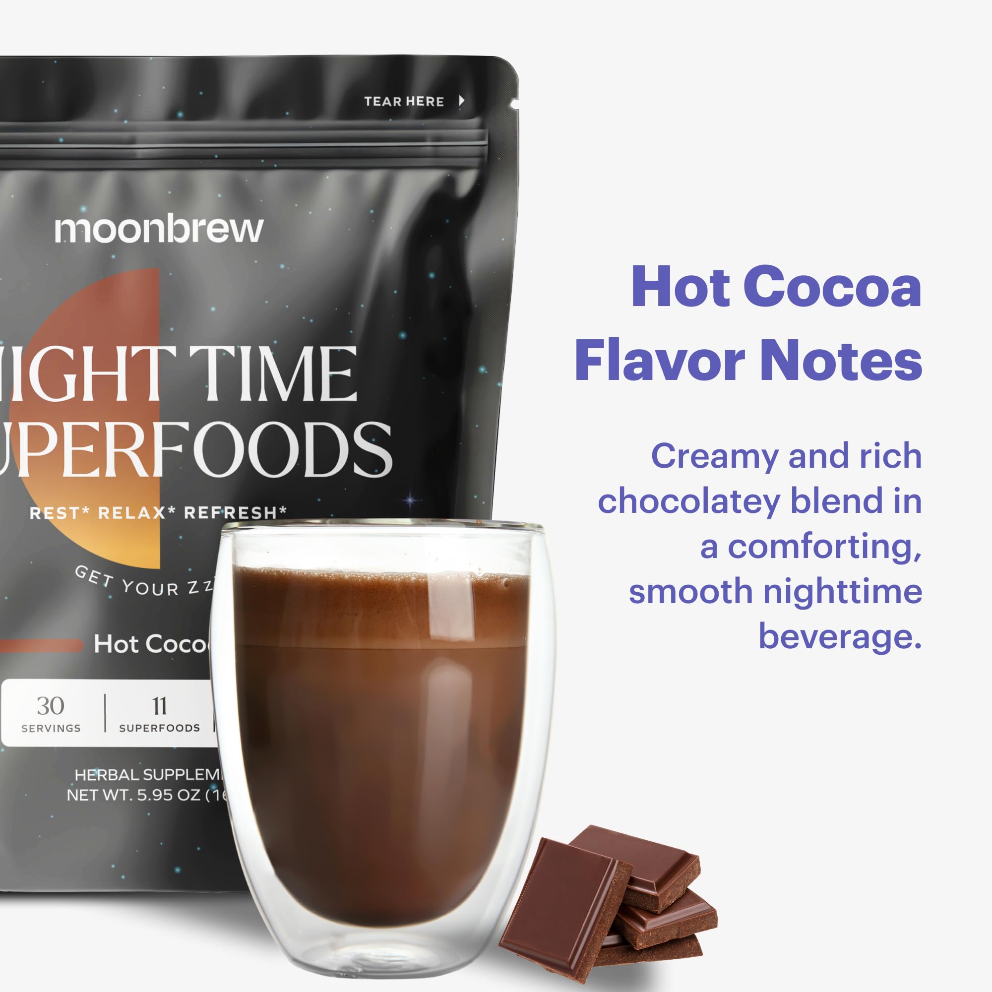 MoonBrew Nighttime Magnesium Hot Cocoa vegan and sugar-free moments