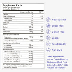 MoonBrew Nighttime Magnesium Hot Cocoa scoop blending smooth flavor with sleep-friendly ingredients