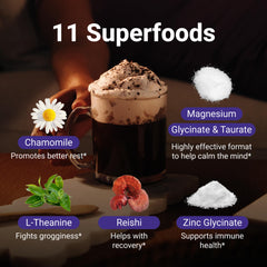 MoonBrew packaging featuring natural sleep support ingredients and serving size.