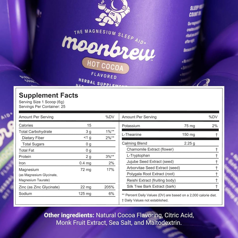 MoonBrew Nighttime cocoa steaming cup illustrates a soothing bedtime ritual.
