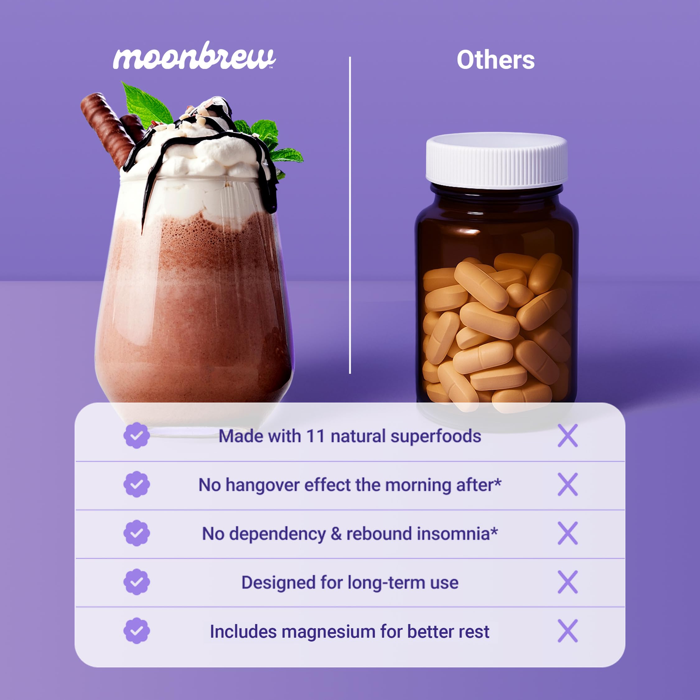MoonBrew packaging badge indicates GMP-compliant facility and safety testing