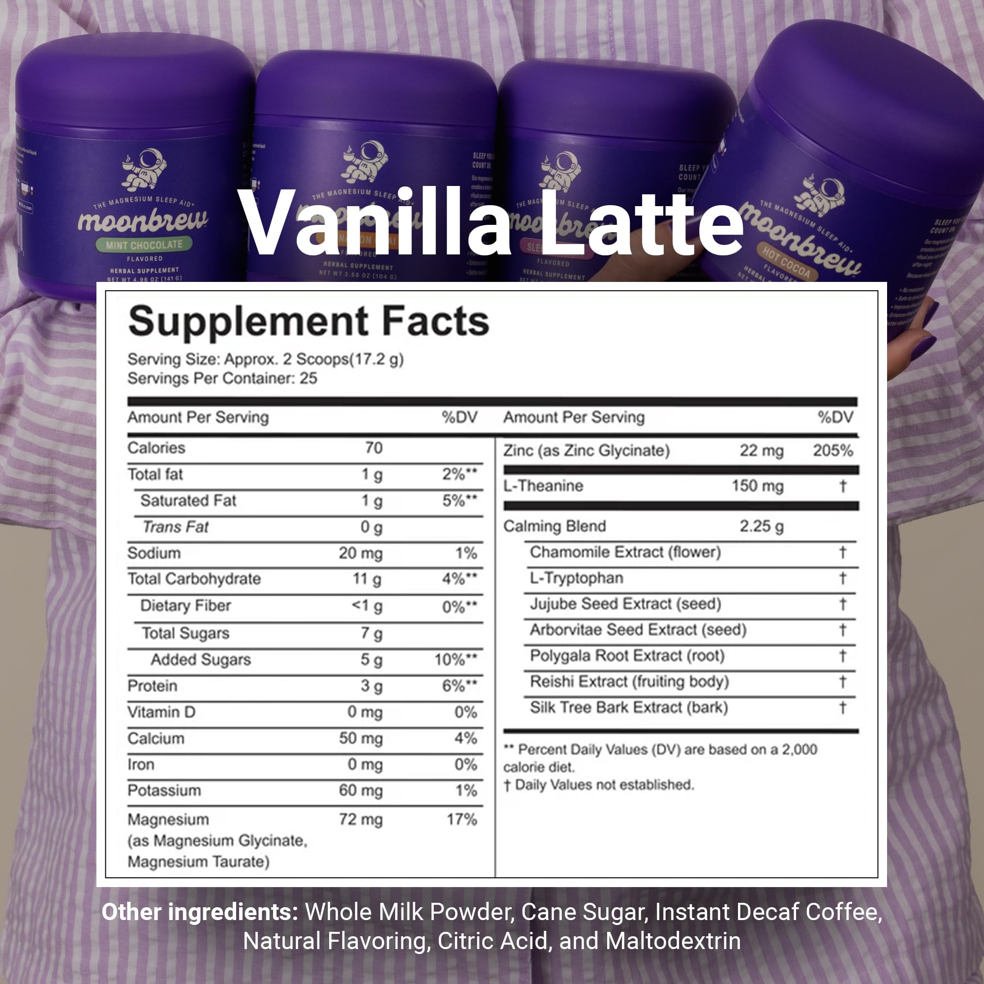 MoonBrew Vanilla Latte drink pour, easy bedtime preparation.