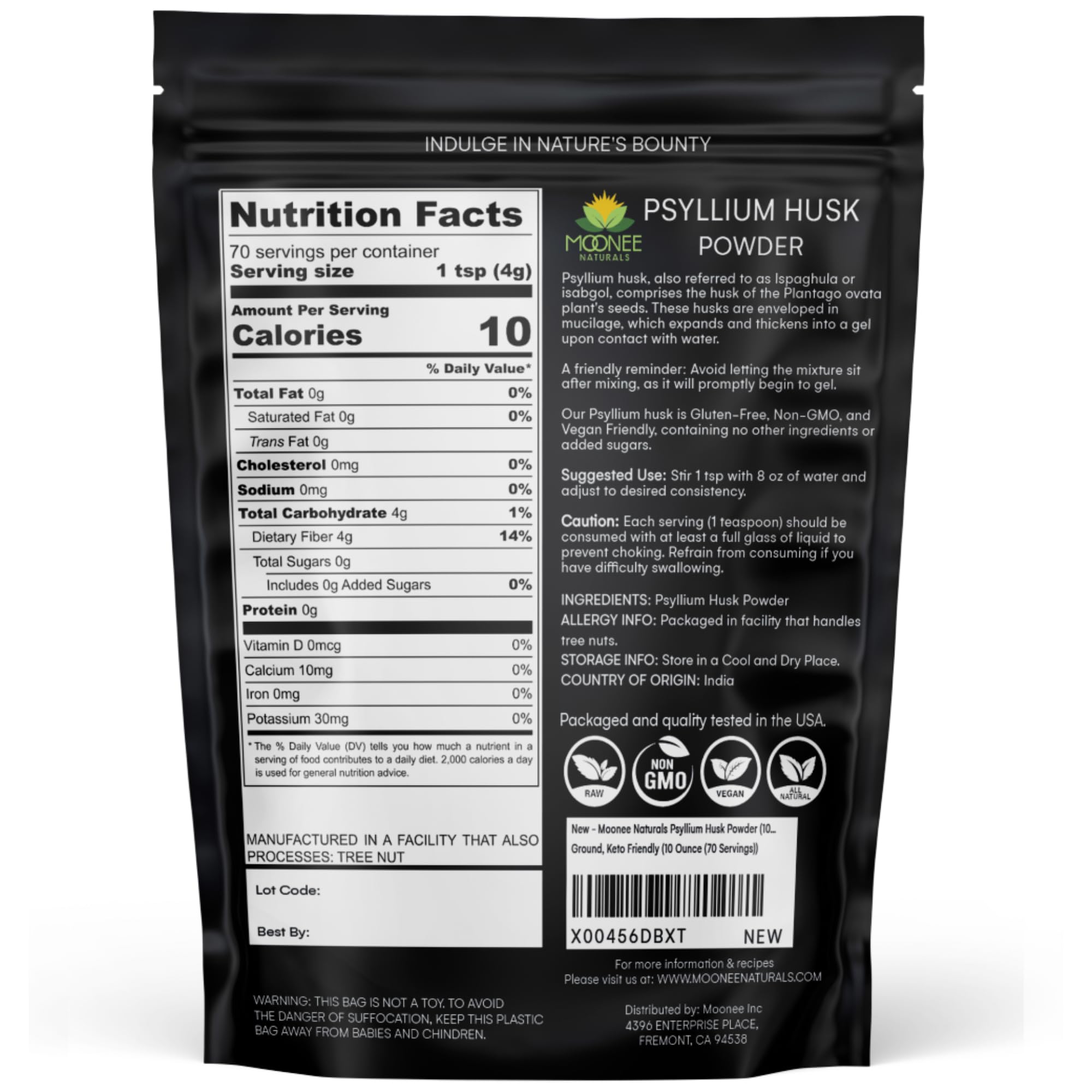 Moonee Naturals, símbolo sin gluten y sin OGM para tranquilidad